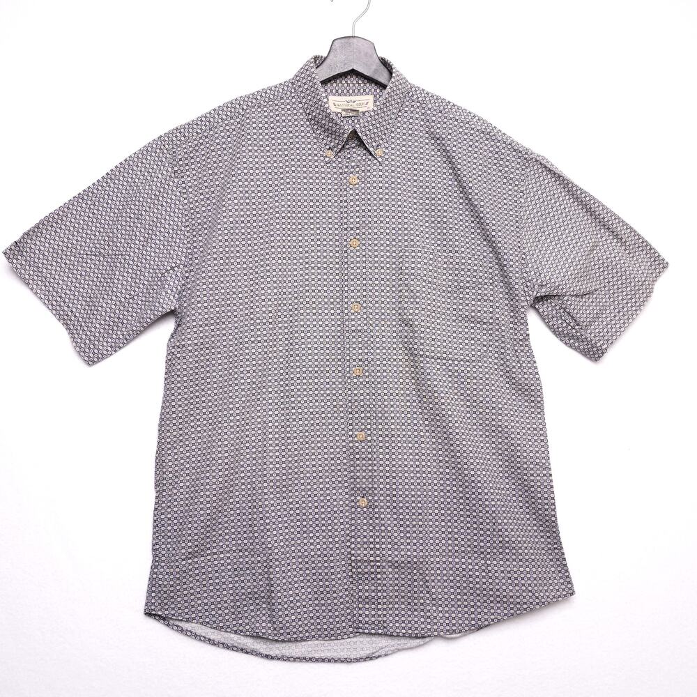 Natural‎ Issue Men’s Short Sleeve Button Up Shirt Geometric Print 100% Cotton M